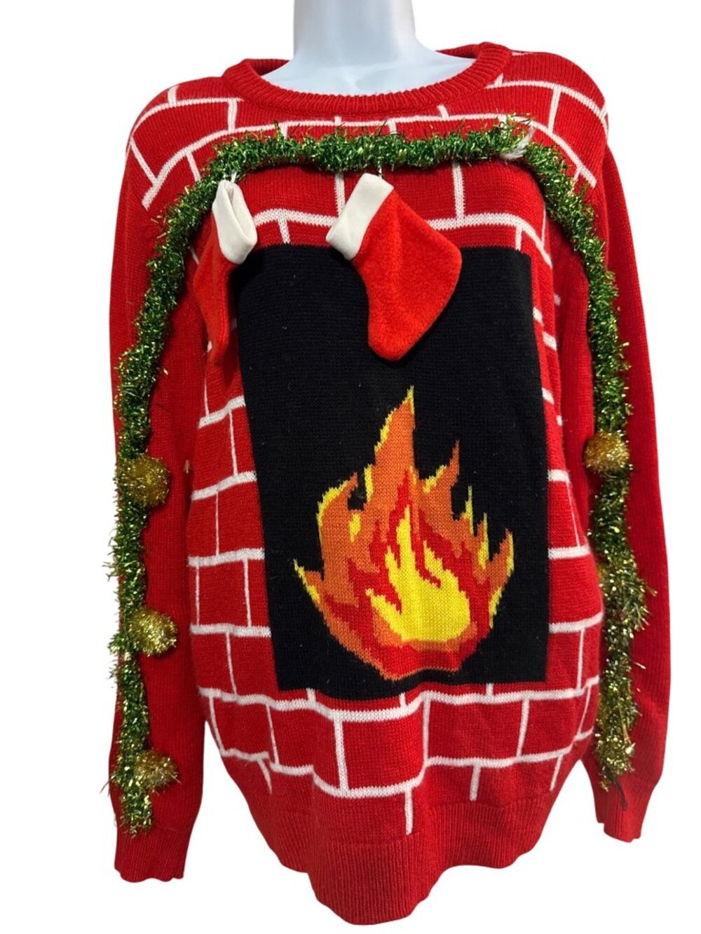 Forever 21 Fireplace 3D Sweater Measures Size Large